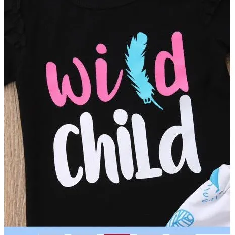 Girls Wild Child T-shirt   Shorts   Headband