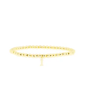 Gold Brass Initial Charm Ball Bracelet - I