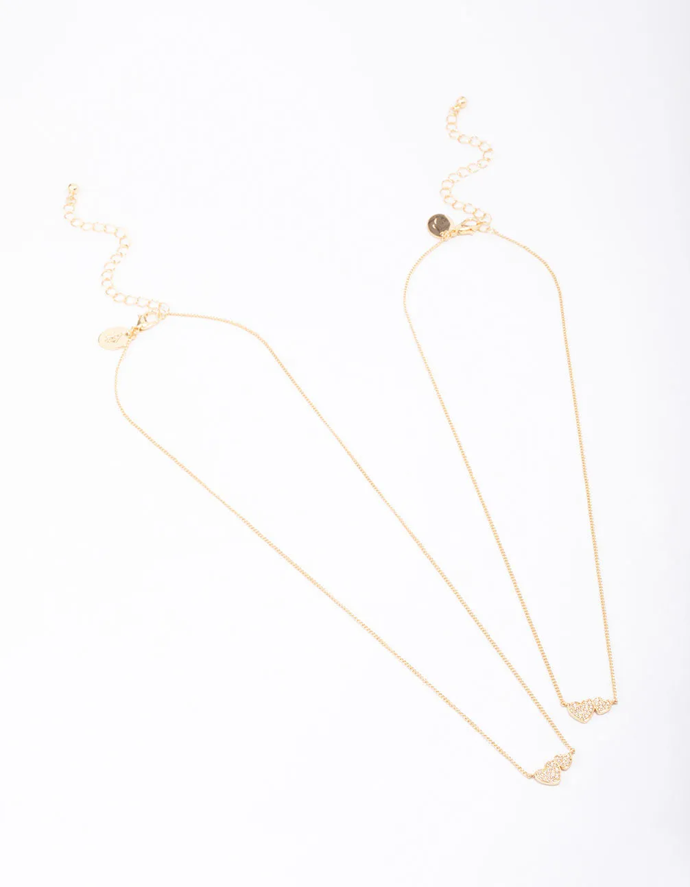 Gold Plated Cubic Zirconia Link Heart Necklace Pack