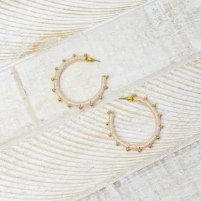 Gold Stud Thread Hoop Pierced Earrings