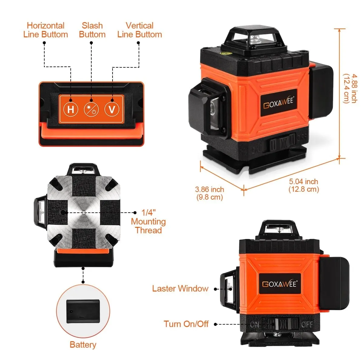 GOXAWEE 360 Laser level 16/12 Lines 3D/4D Self-leveling Nivel Laser Cross Horizontal Vertical Green Beam For Construction Tools