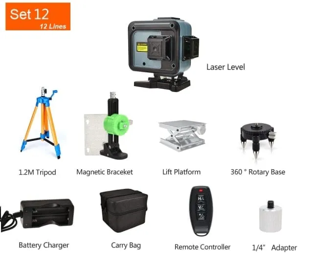 GOXAWEE 360 Laser level 16/12 Lines 3D/4D Self-leveling Nivel Laser Cross Horizontal Vertical Green Beam For Construction Tools