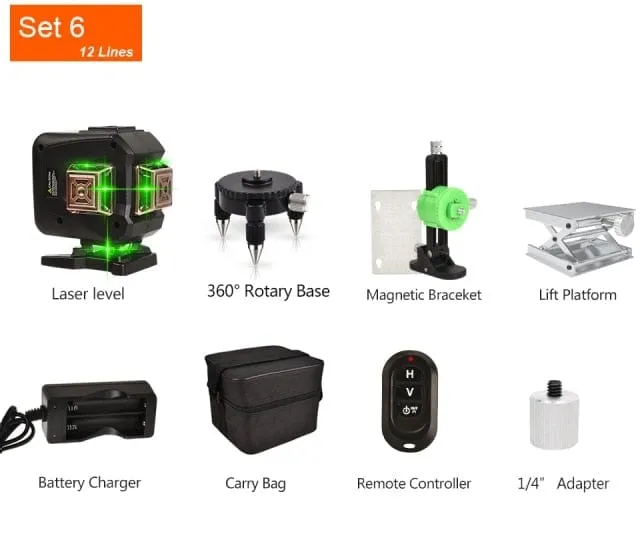 GOXAWEE 360 Laser level 16/12 Lines 3D/4D Self-leveling Nivel Laser Cross Horizontal Vertical Green Beam For Construction Tools