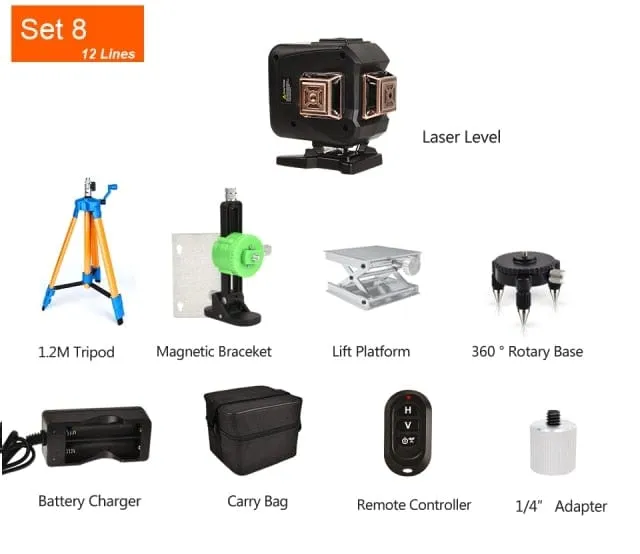 GOXAWEE 360 Laser level 16/12 Lines 3D/4D Self-leveling Nivel Laser Cross Horizontal Vertical Green Beam For Construction Tools