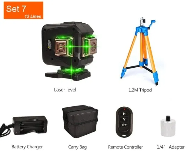 GOXAWEE 360 Laser level 16/12 Lines 3D/4D Self-leveling Nivel Laser Cross Horizontal Vertical Green Beam For Construction Tools