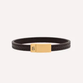 Grady Leather Bracelet 18K Gold/Brown