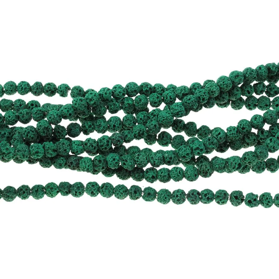 Green (dyed) Lava 4-4.5mm Round 15-16 Inch - CLEARANCE