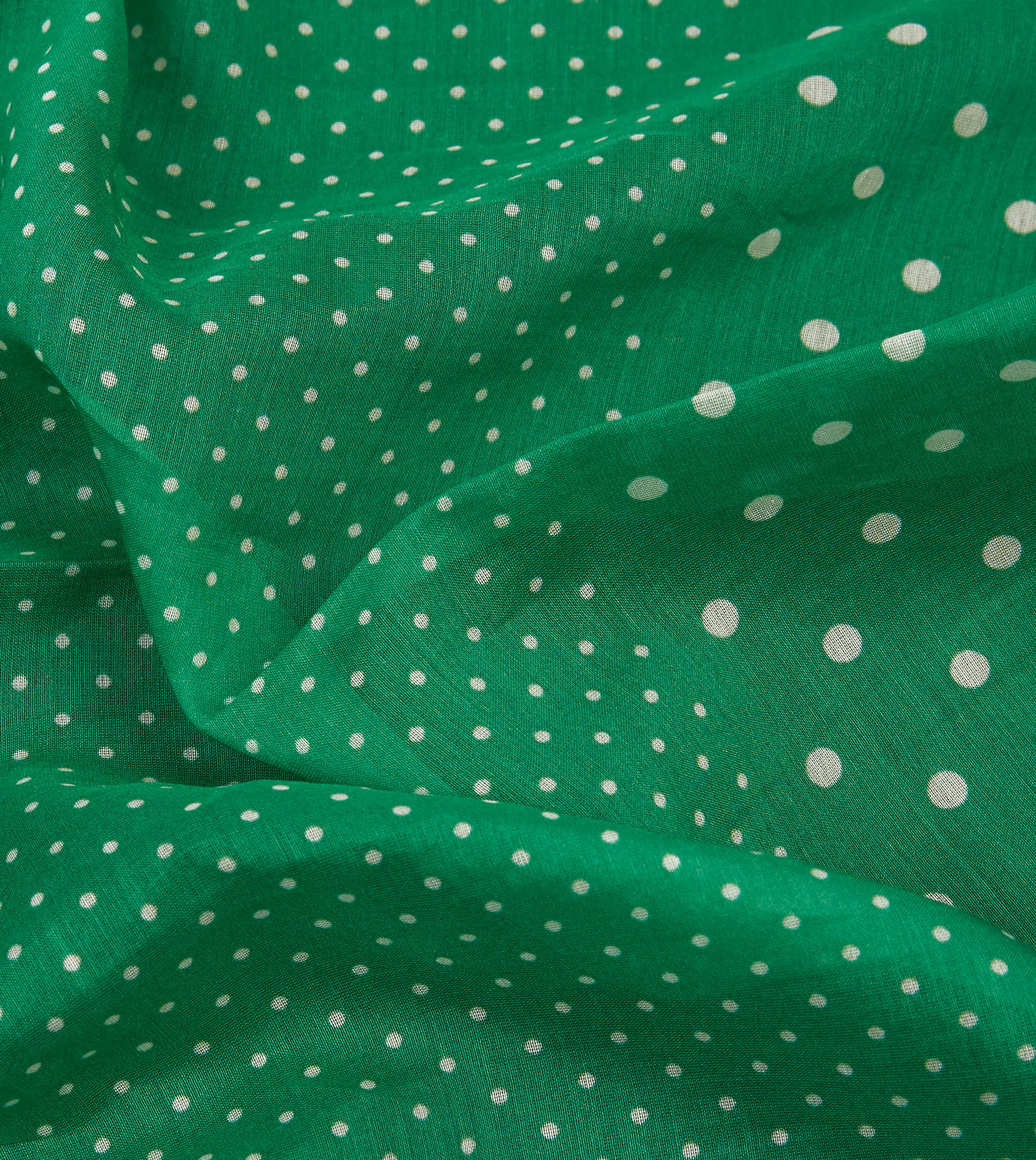 Green Spot Border Print Cotton-Silk Pocket Square