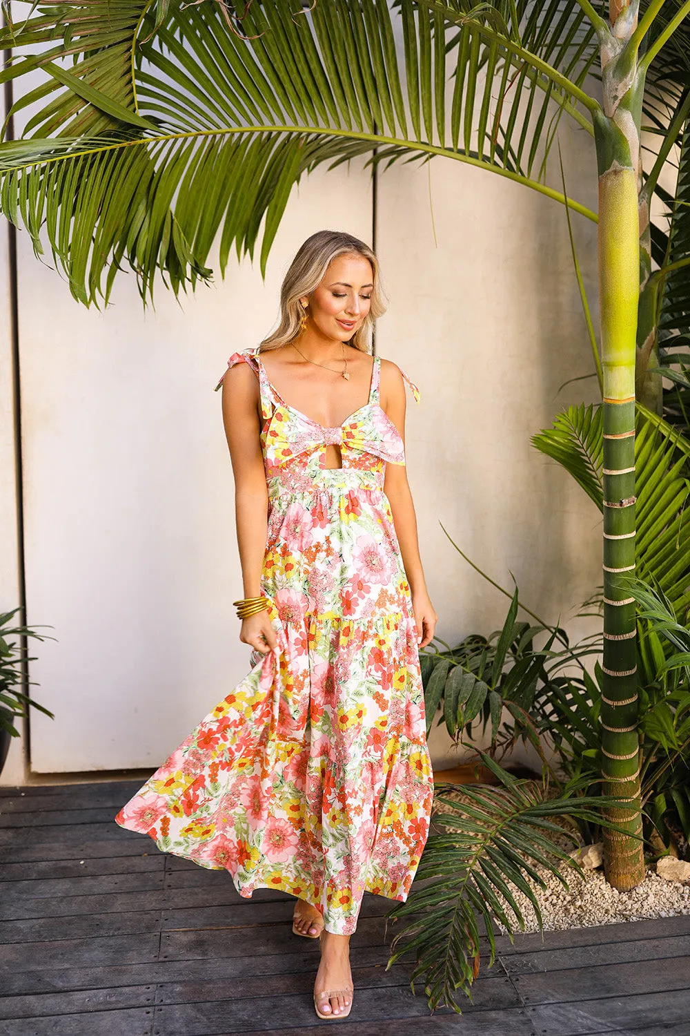 Hamptons Tie-Shoulder Maxi Dress - Whimsy