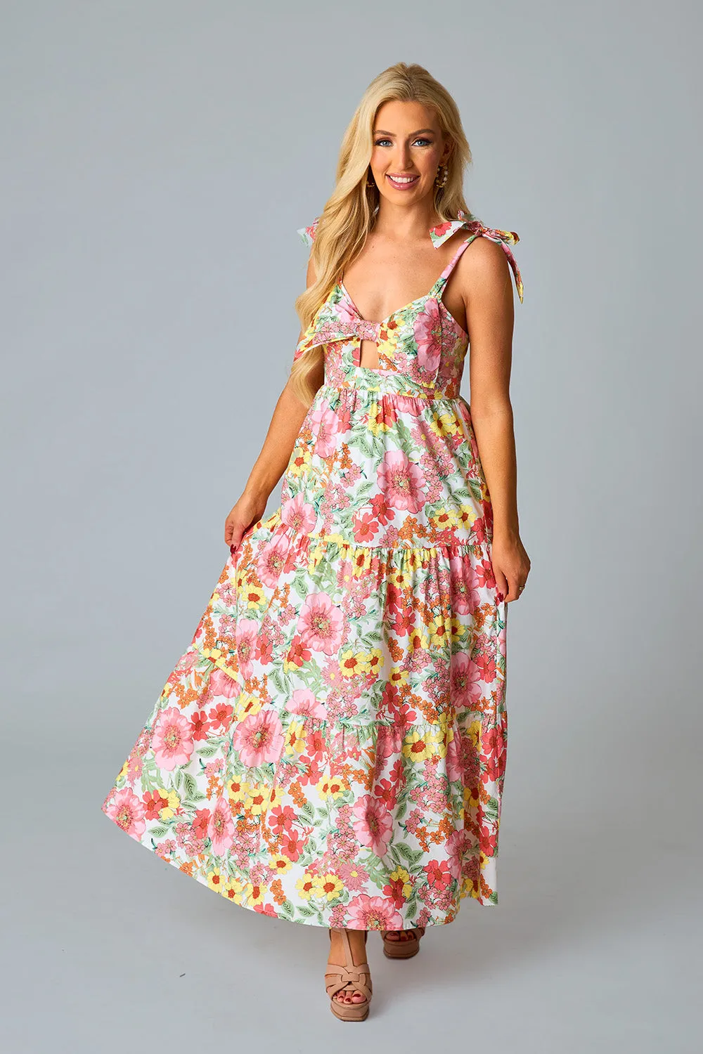 Hamptons Tie-Shoulder Maxi Dress - Whimsy