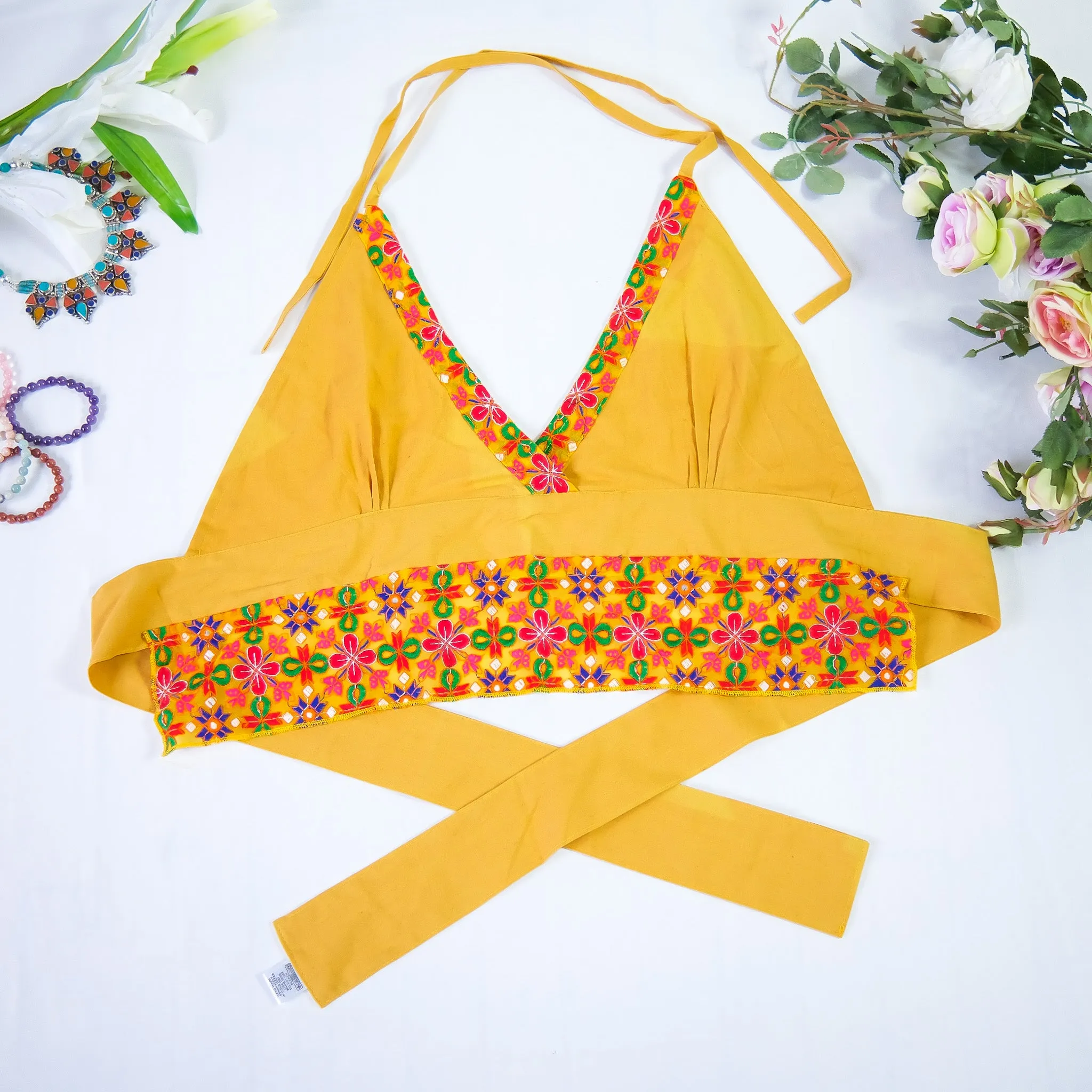 Hand Embroidery Cotton Halter Top