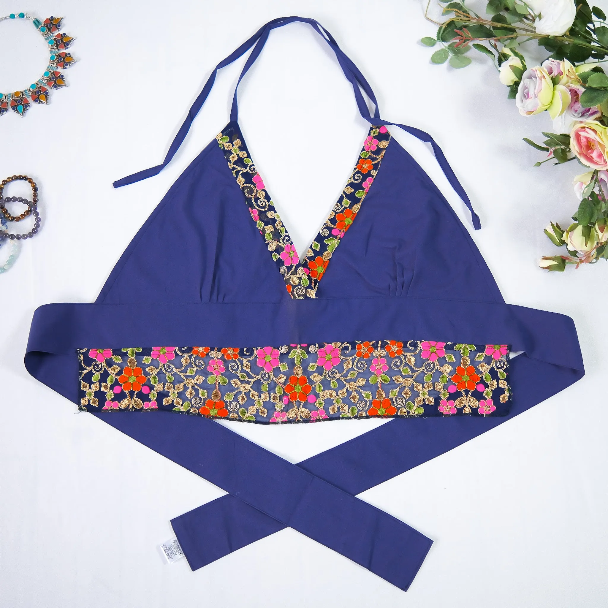 Hand Embroidery Cotton Halter Top