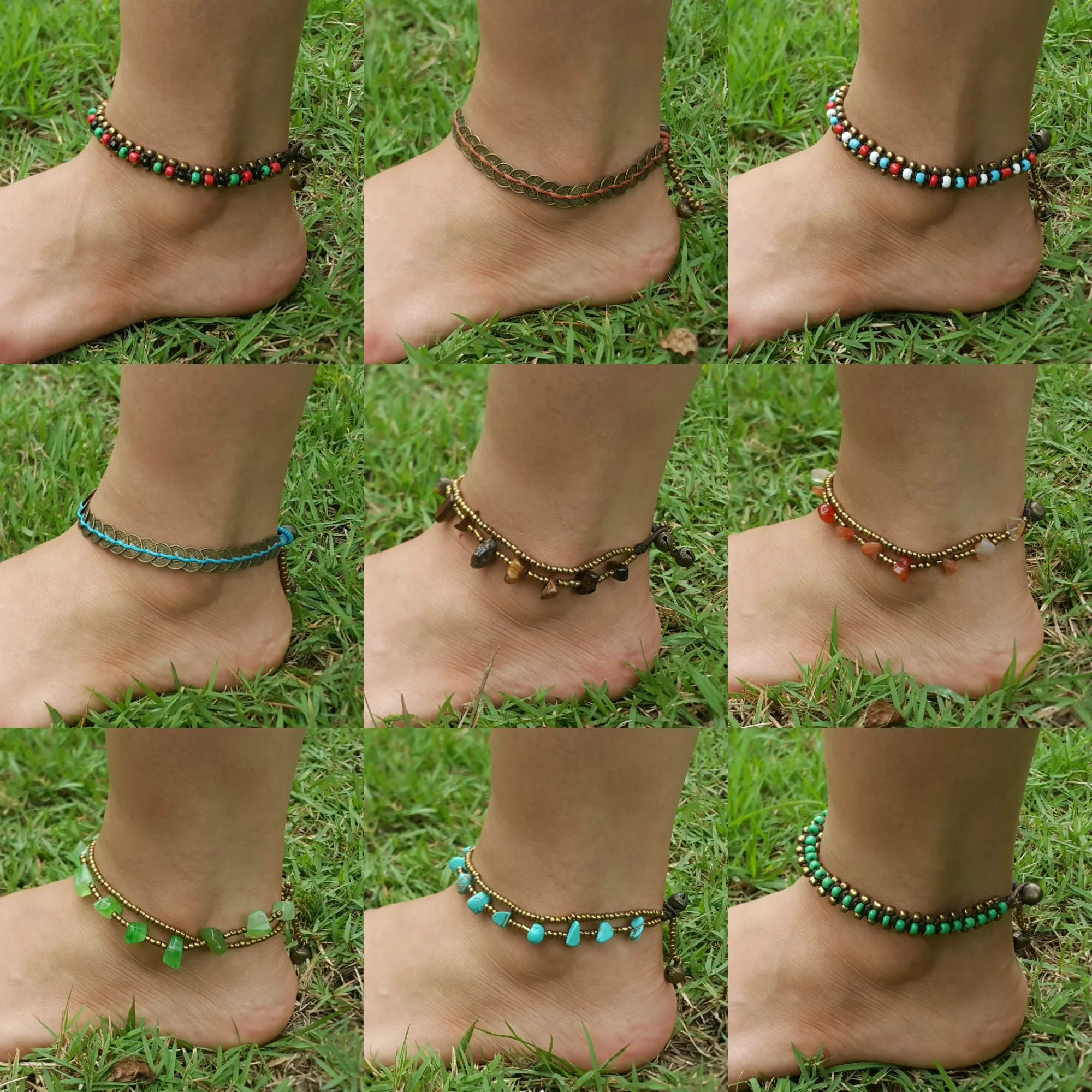 Hand Made Fair Trade Anklet Three Strand Beads Black