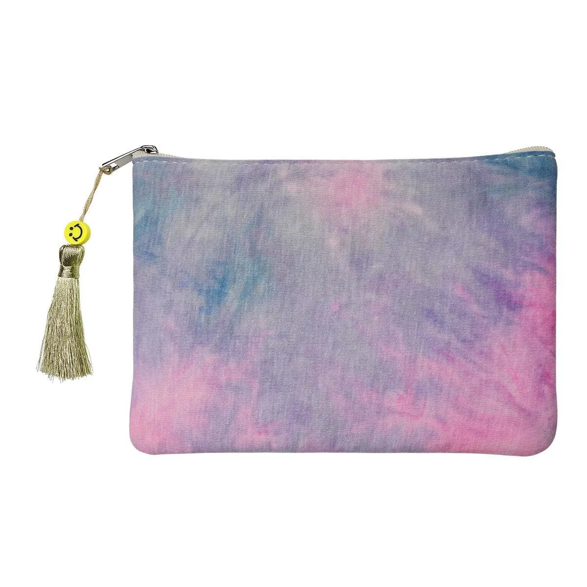 HANNA TIE-DYE SMILEY FACE POUCH - PURPLE TIE DYE