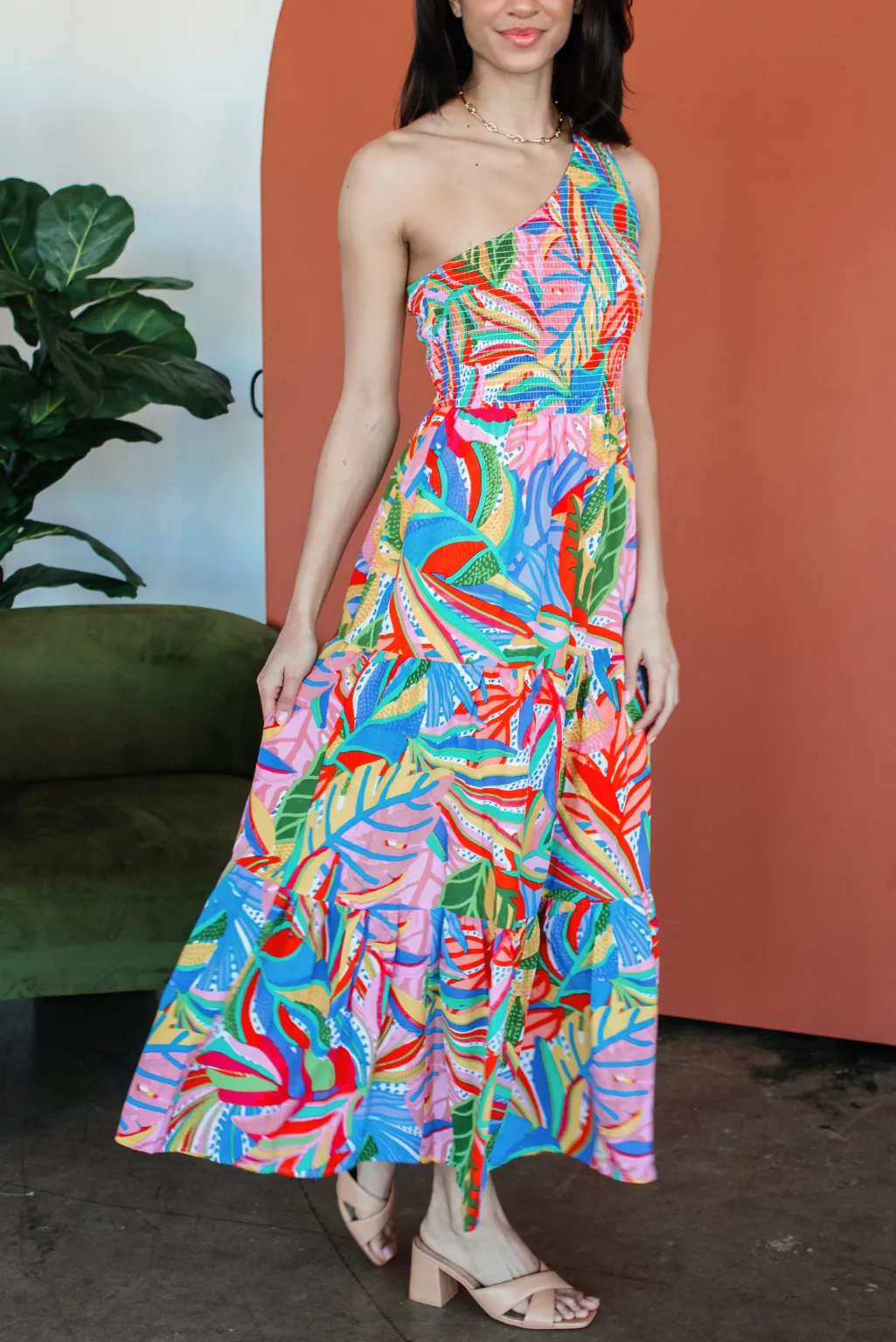 Havana Haze One Shoulder Maxi Dress