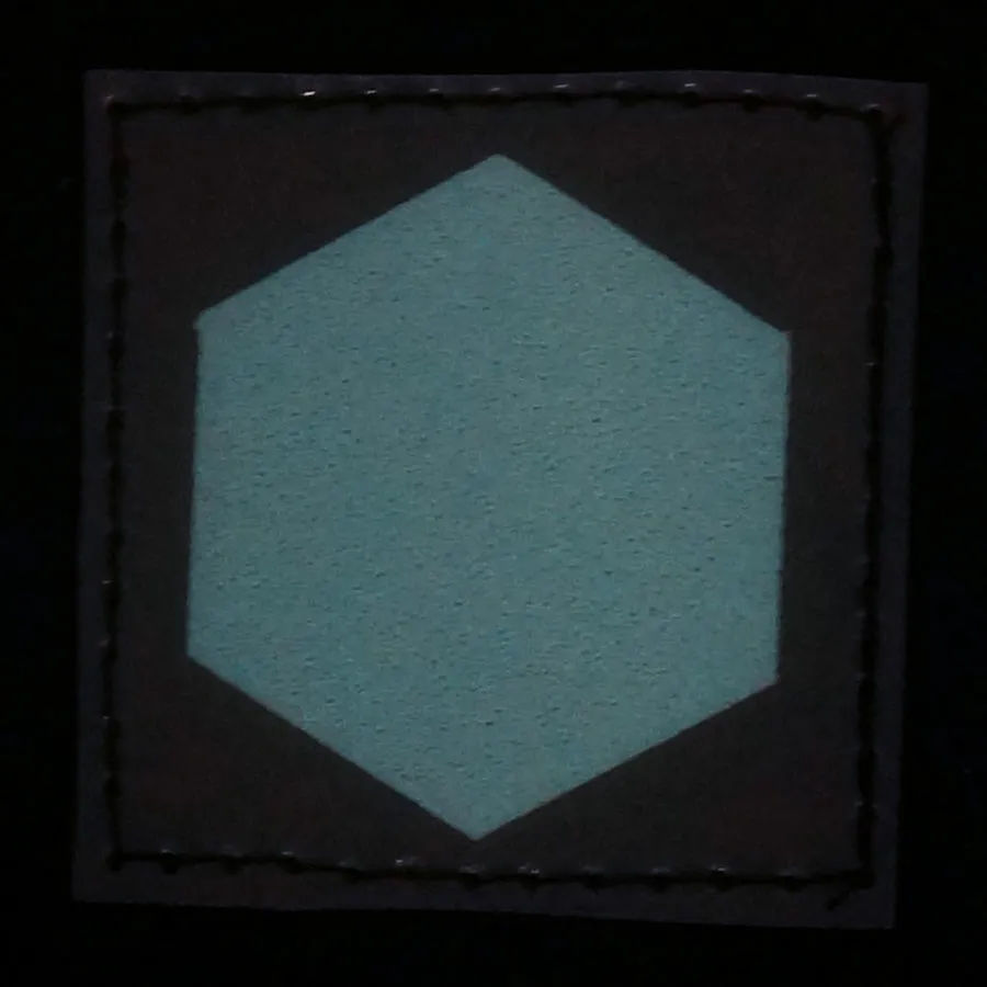 HEXAGON GITD PATCH - BLUE GLOW IN THE DARK