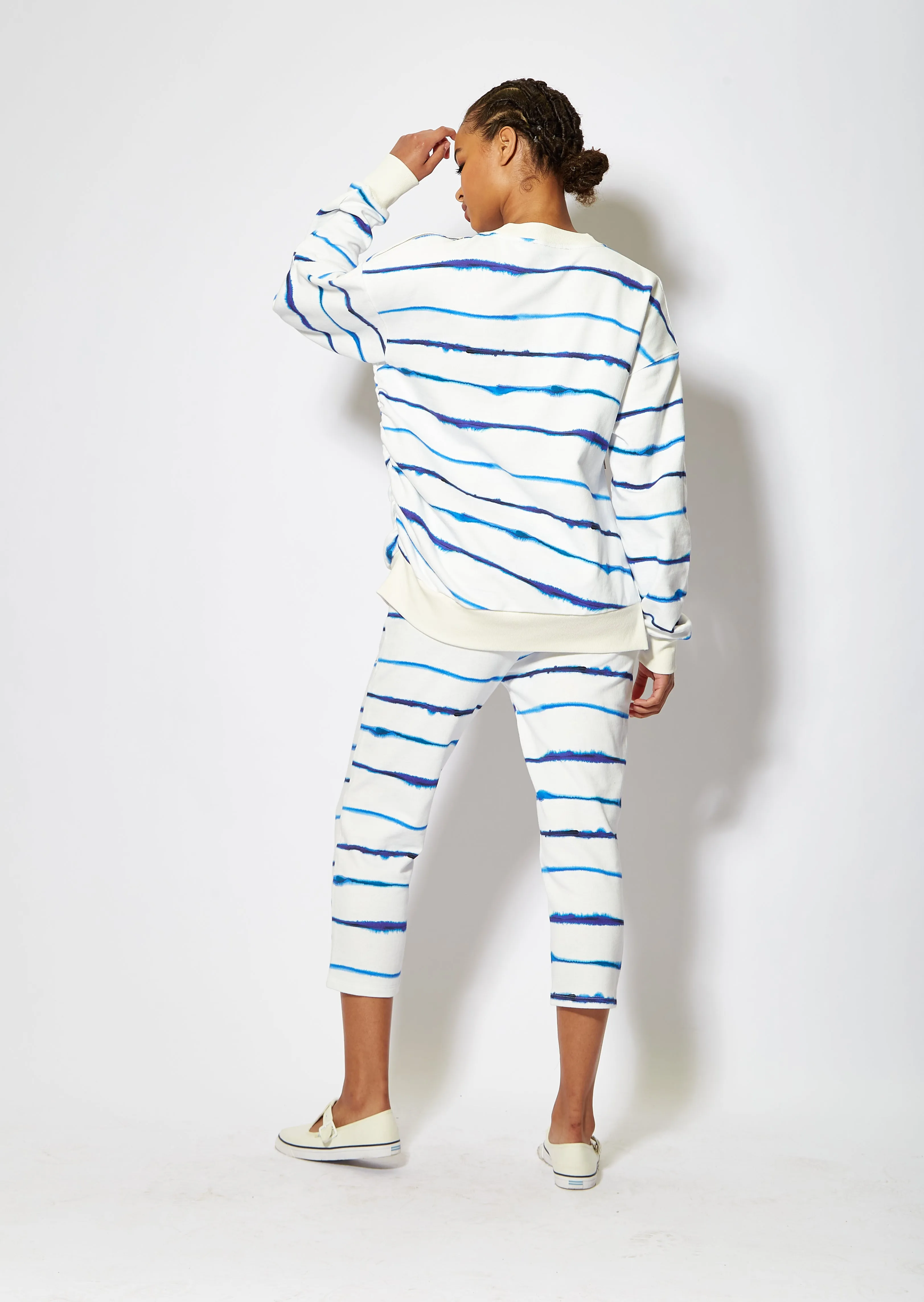 House of Holland Blue Ink Stripe Sweatshirt With Zip Detail