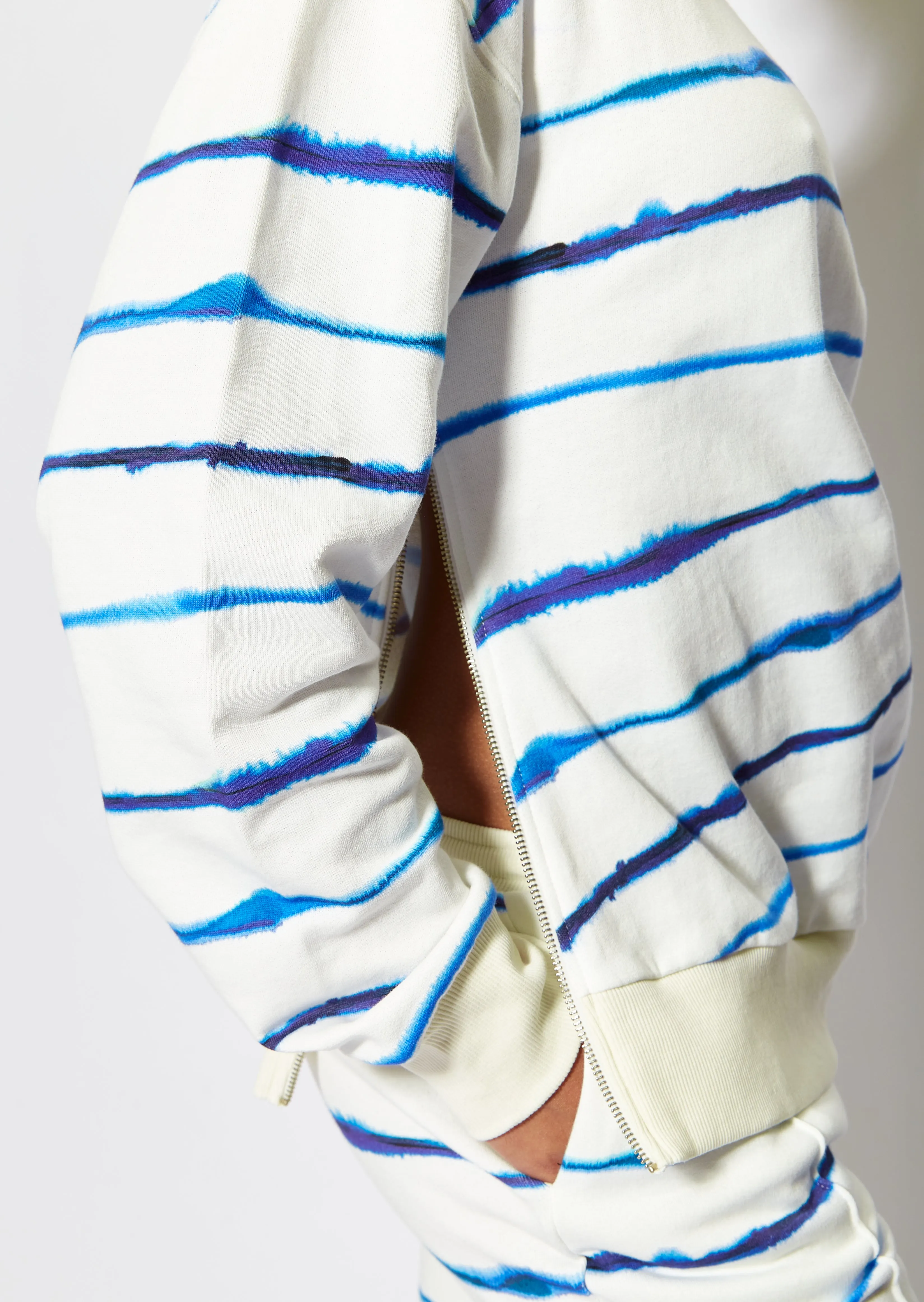 House of Holland Blue Ink Stripe Sweatshirt With Zip Detail