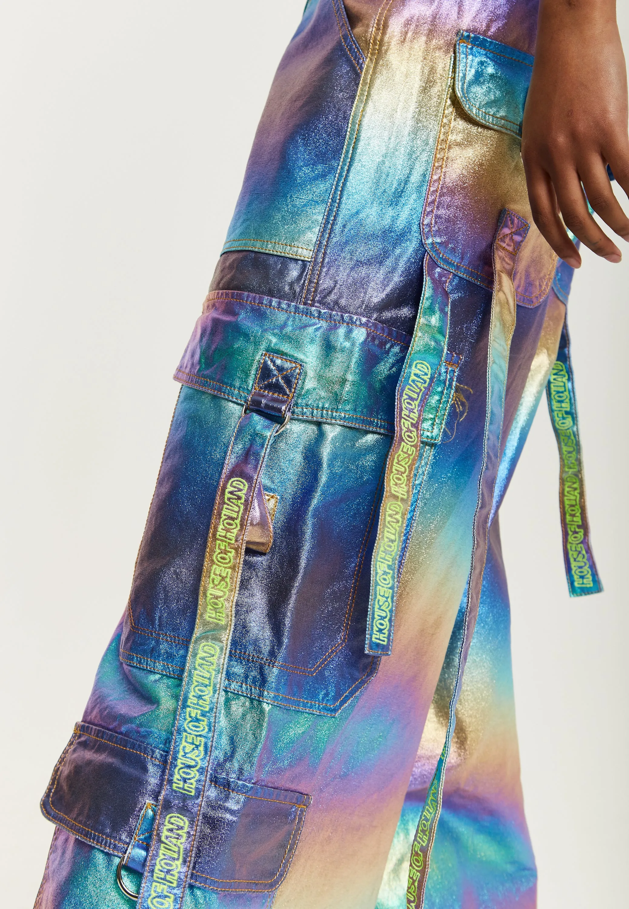 House Of Holland Metallic Rainbow Cargo Trousers