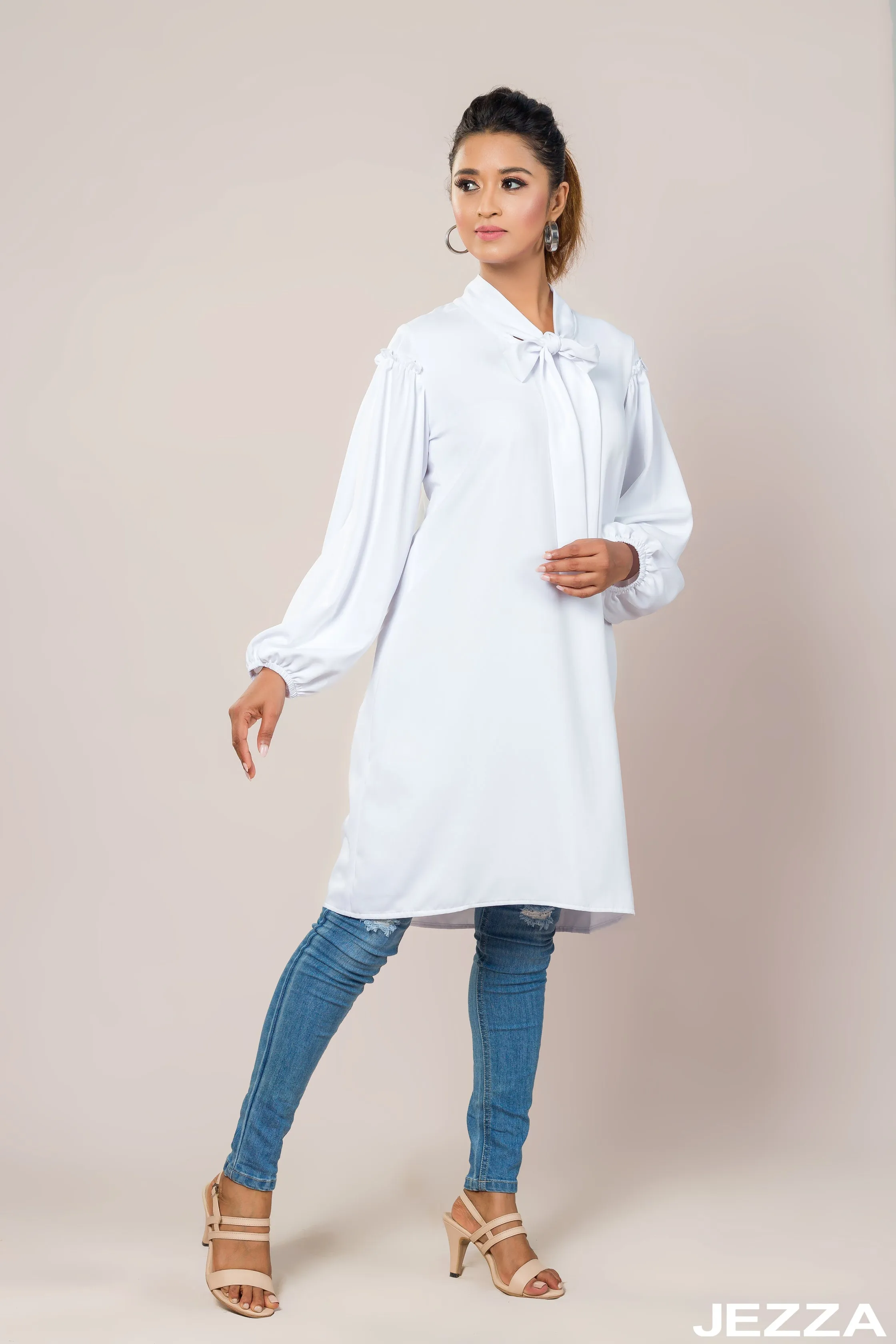 JEZZA White Colour Women's Modest Top 40911