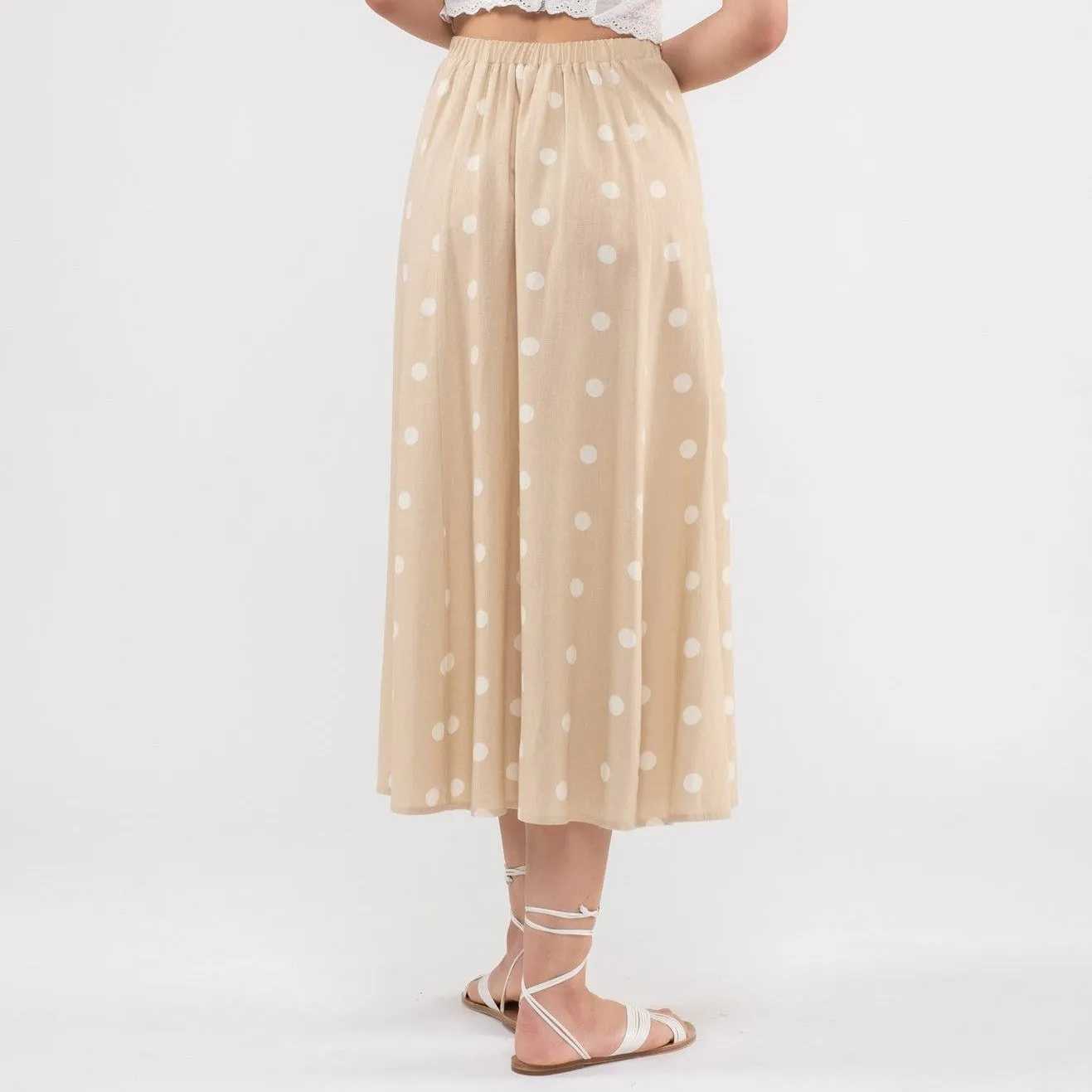 Khaki POLKA DOT MIDI SKIRT