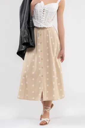 Khaki POLKA DOT MIDI SKIRT