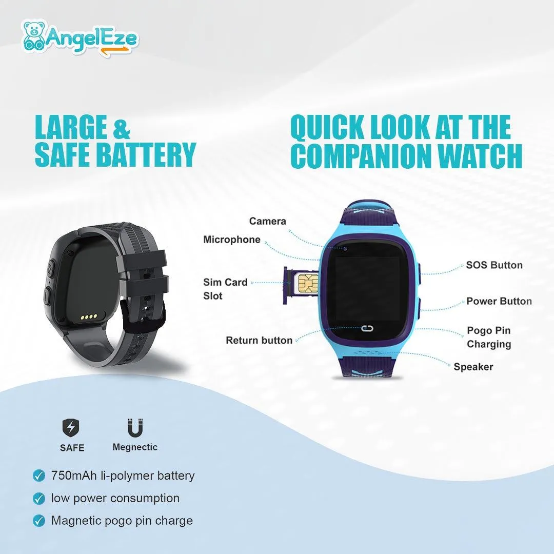 Kids 4G LTE Smart Companion Watch - GPS Location Tracking and Video Calling - IP65 Water Resistant Watch for Kids