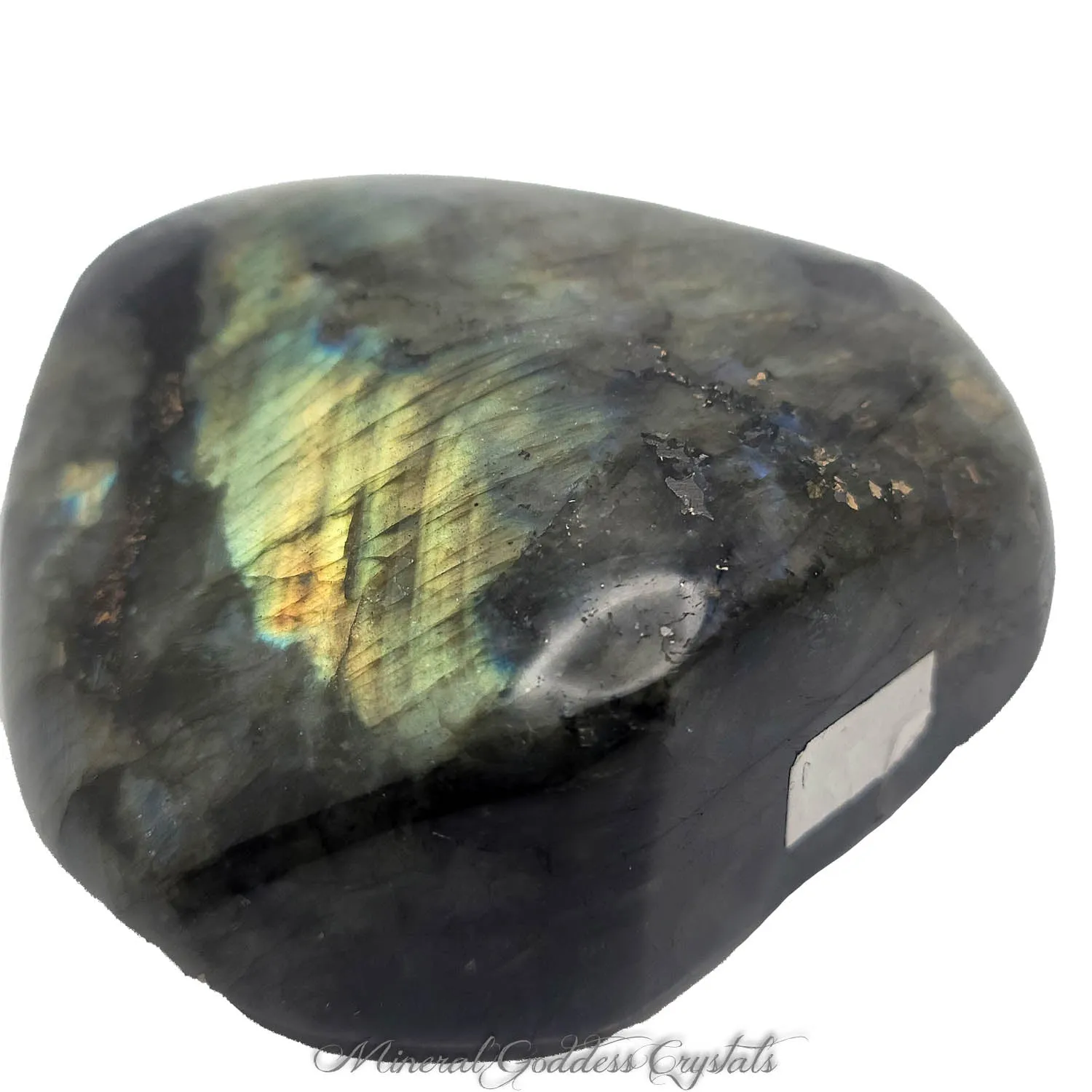 Labradorite Free Form Carving with Sea Green & Orange Flash - 4