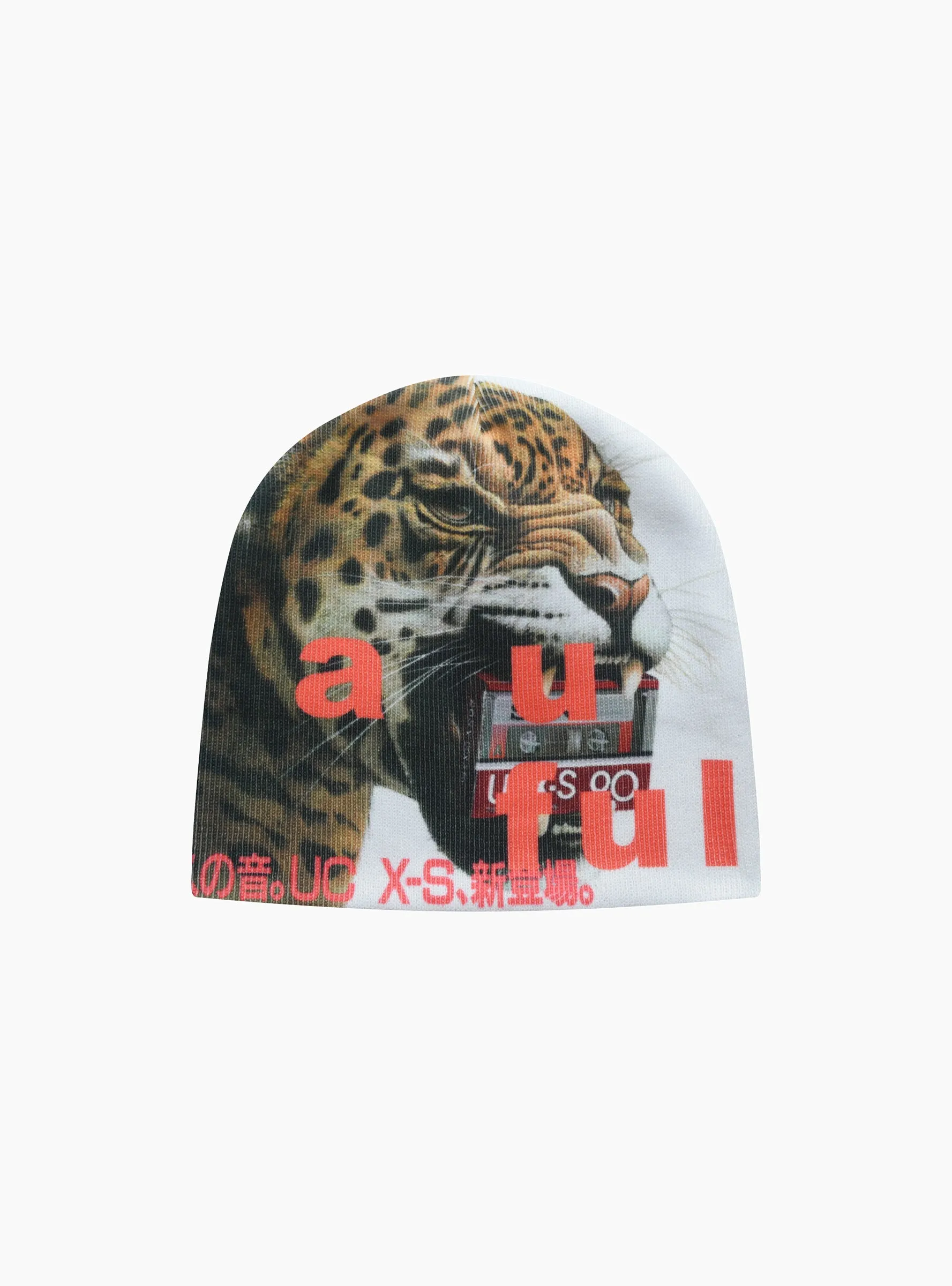 Leopard Beanie White