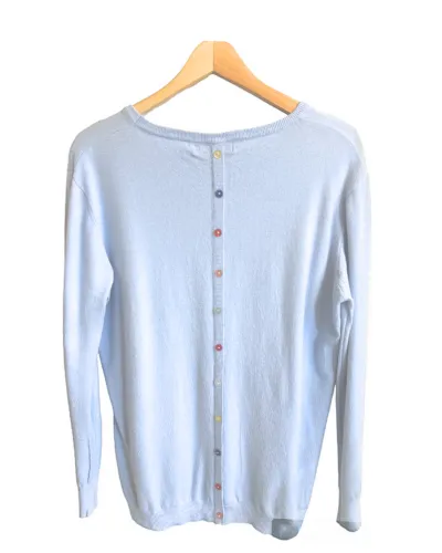 Light Blue Round Neck Jumper Coloured Buttons on Back