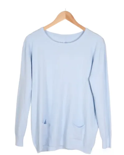 Light Blue Round Neck Jumper Coloured Buttons on Back