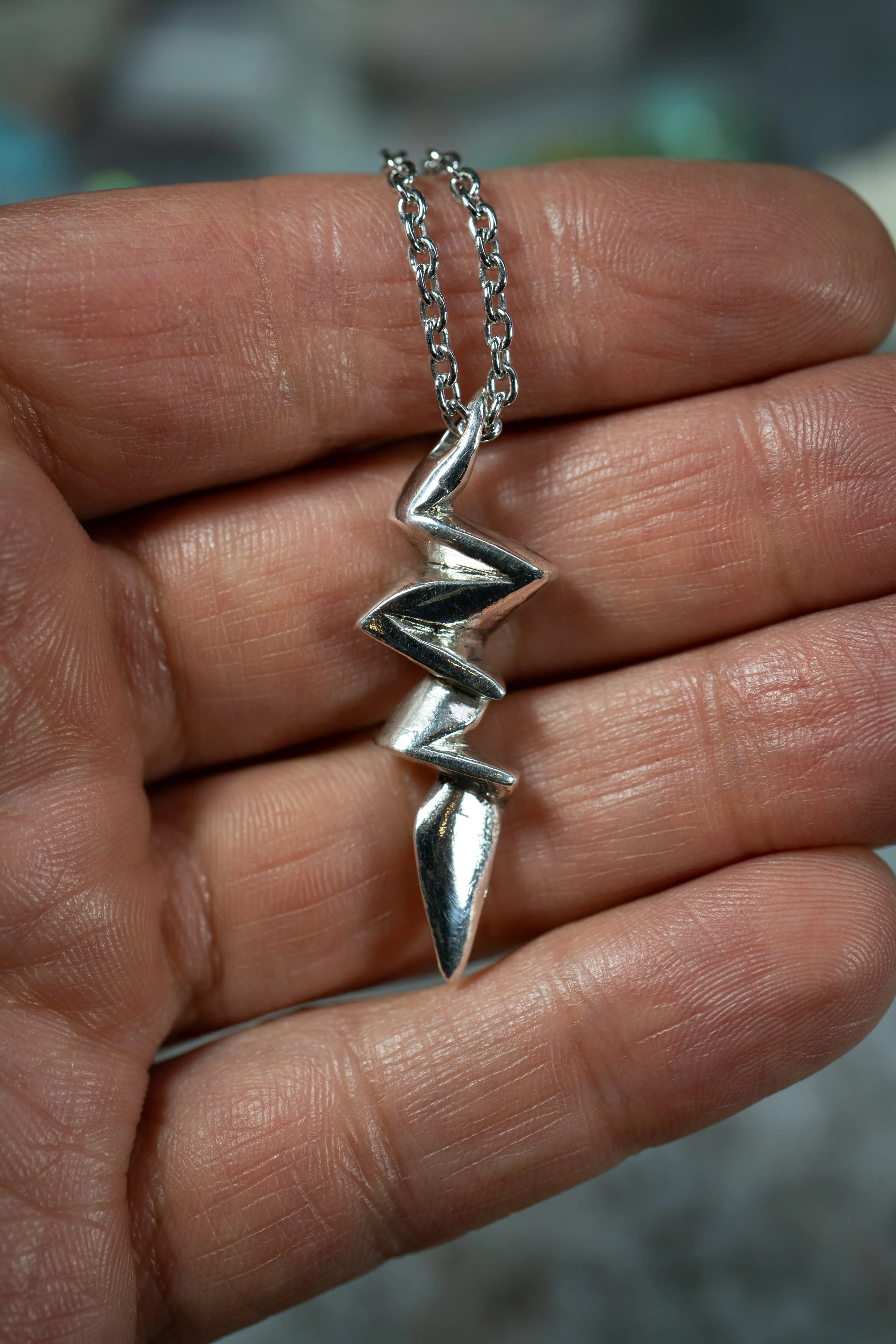 Lightning Bolt (Sterling Silver, Gold Pendant)