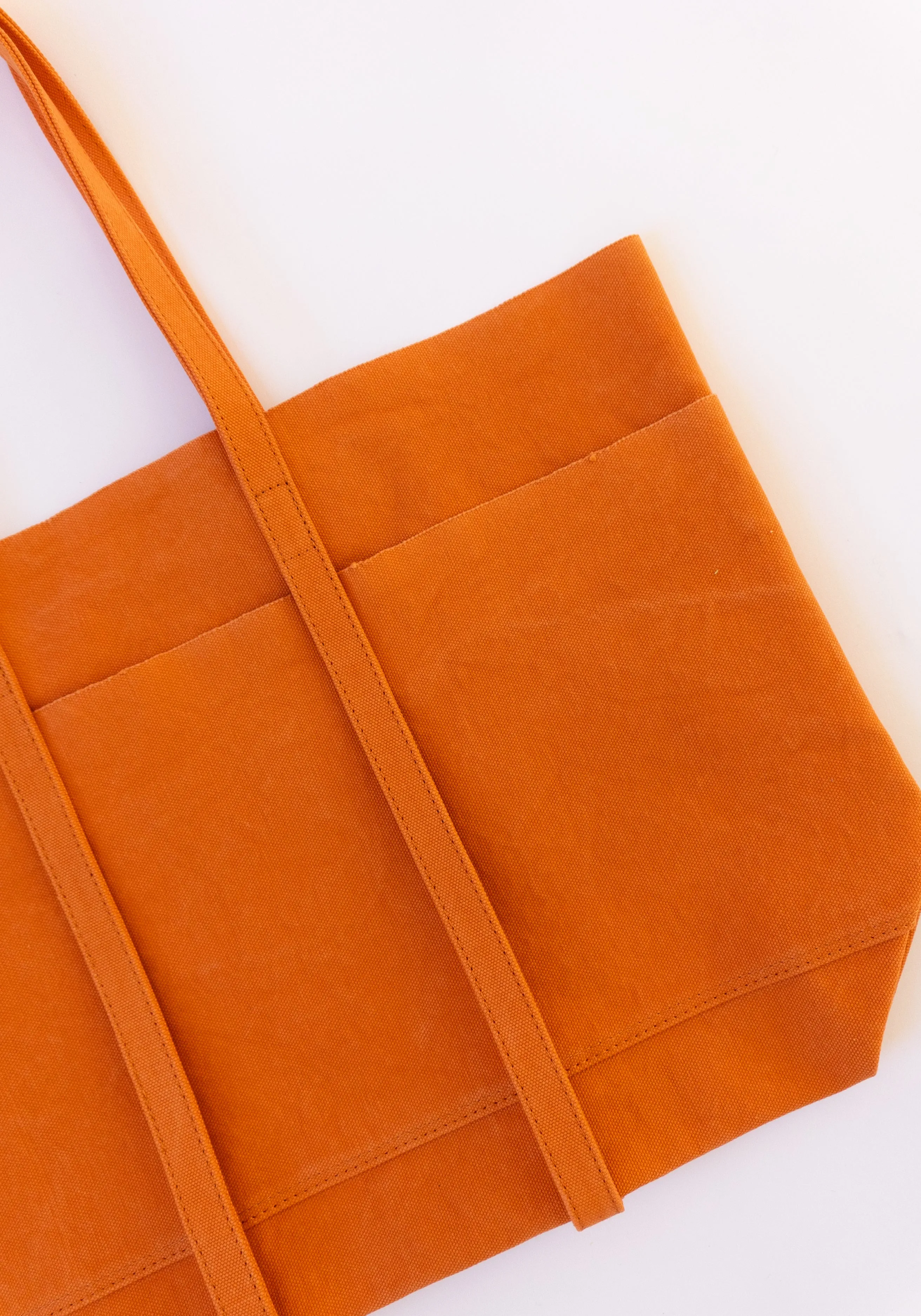 Medium Washed Canvas 6 Pocket Tote in Orange