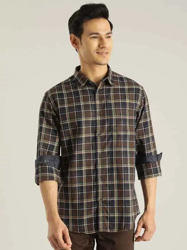 Men Checked Full Sleeve Cotton Blend Shirt