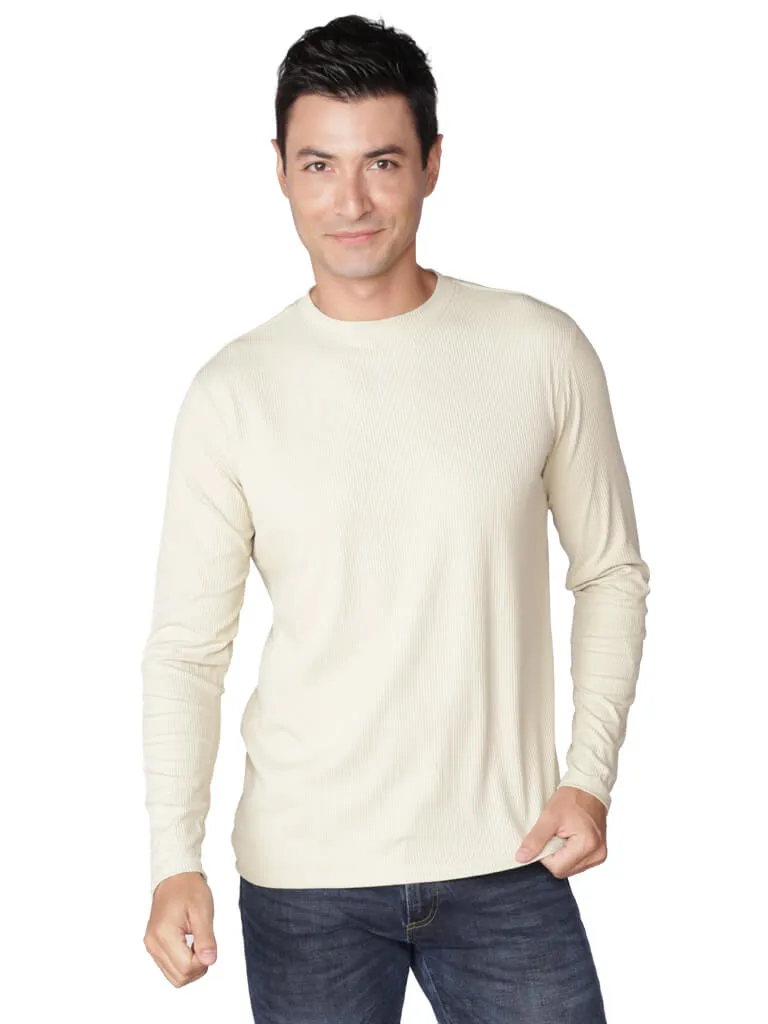 Men's Long Sleeve Loose Fit Navy Crew Neck Shirt