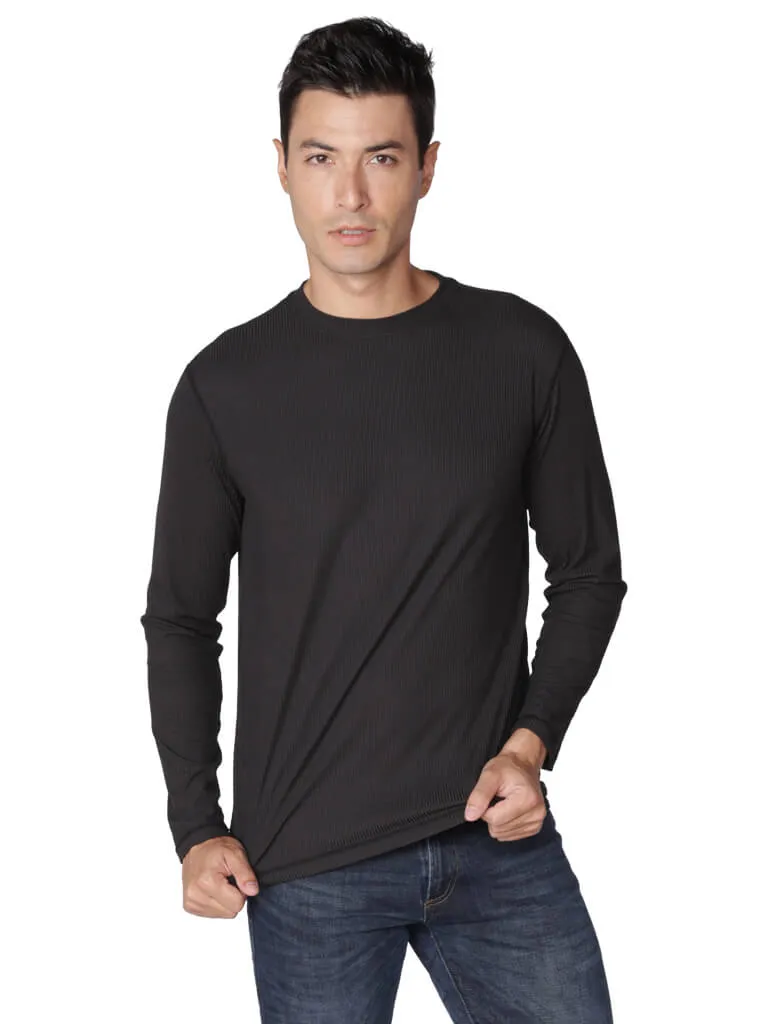 Men's Long Sleeve Loose Fit Navy Crew Neck Shirt