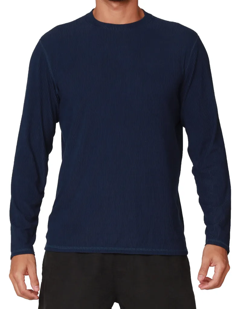 Men's Long Sleeve Loose Fit Navy Crew Neck Shirt