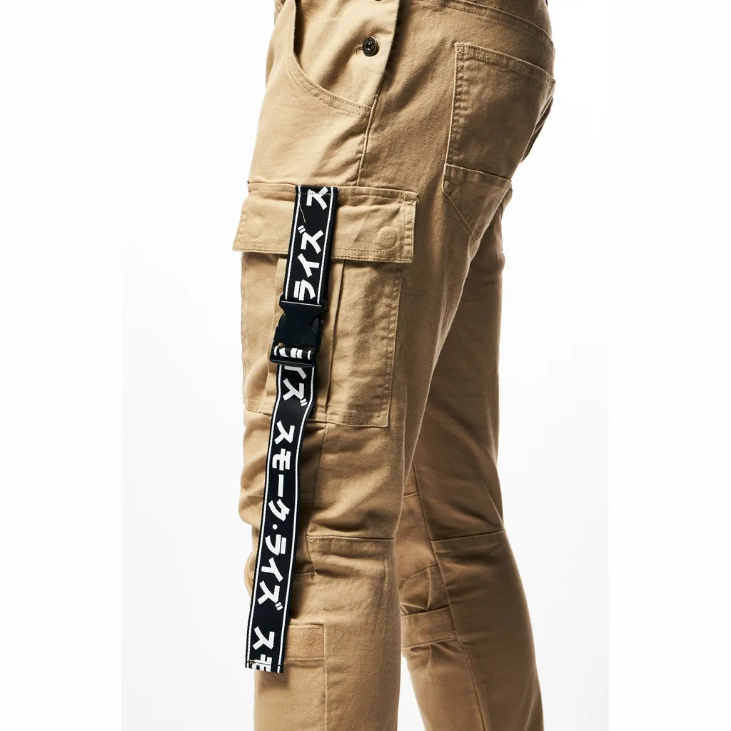 Mens Multi Cargo Fashion Twill Overalls - Khaki