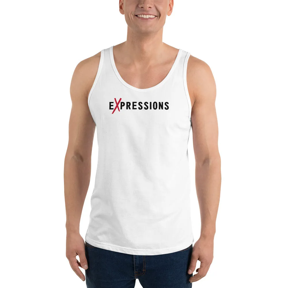 Men's Slogan And Print White Cotton Tank Top