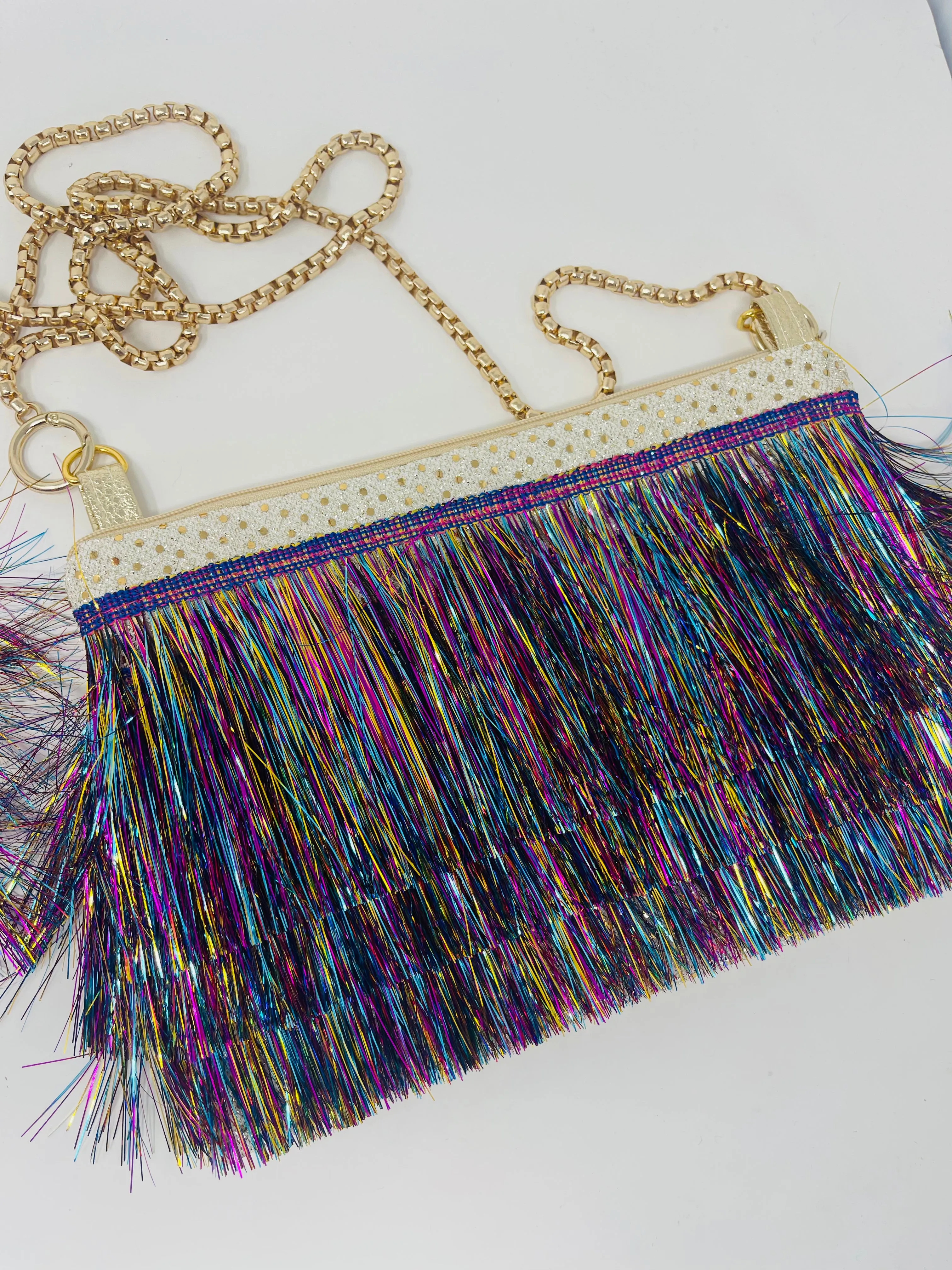 Metallic Fringe Bag