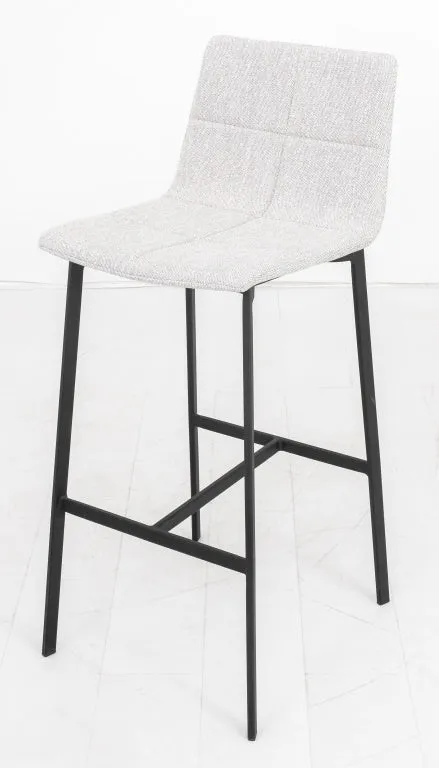 Modern Grey Boucle Upholstered Bar Stools, Set of Four