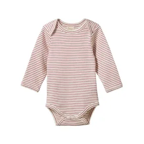 Nature Baby LS Bodysuit - Rhubarb Pinstripe