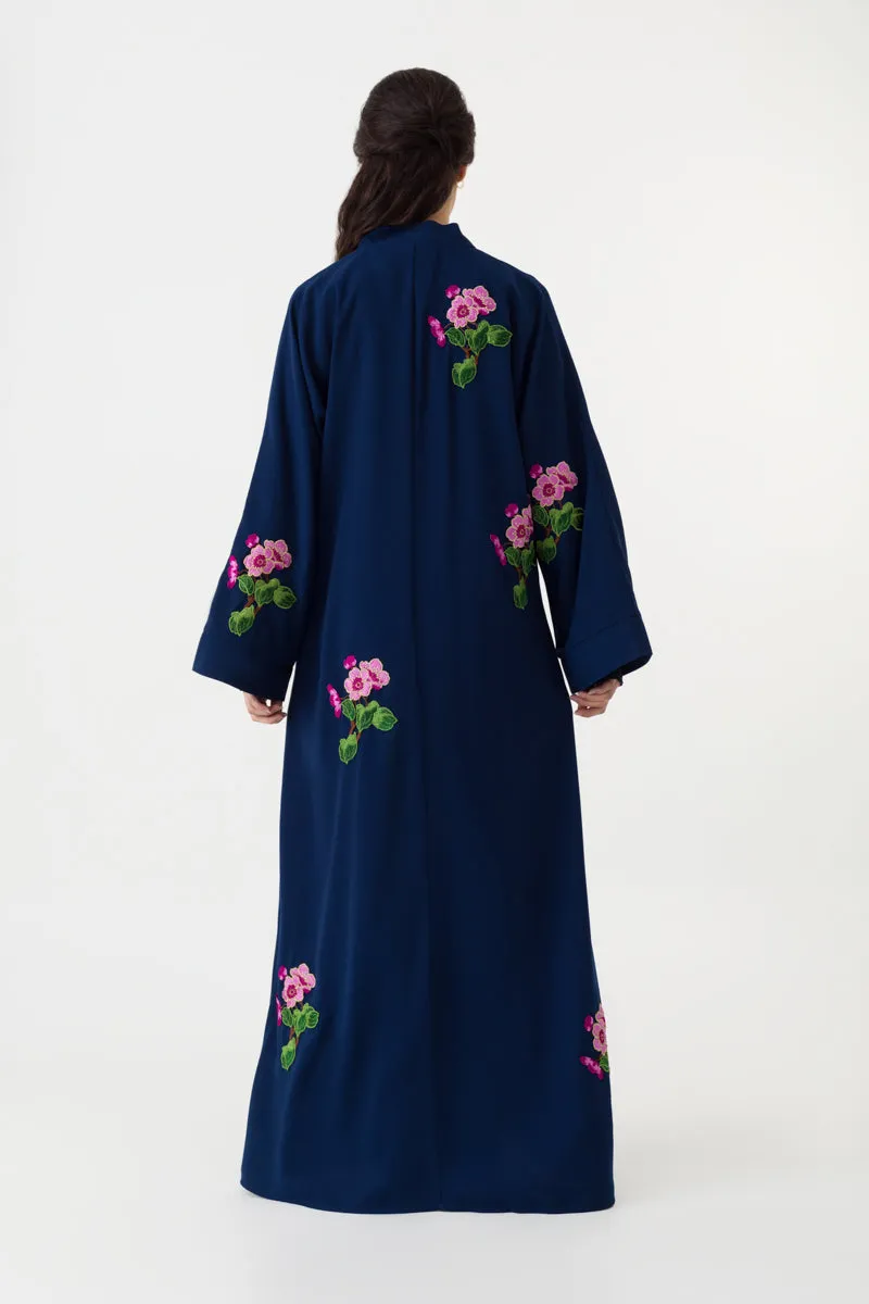 Navy Blue Floral Abaya