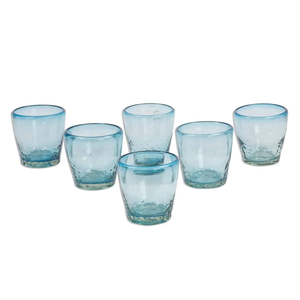 Novica Delicious Blue Blown Glass Juice Glasses (Set Of 6)