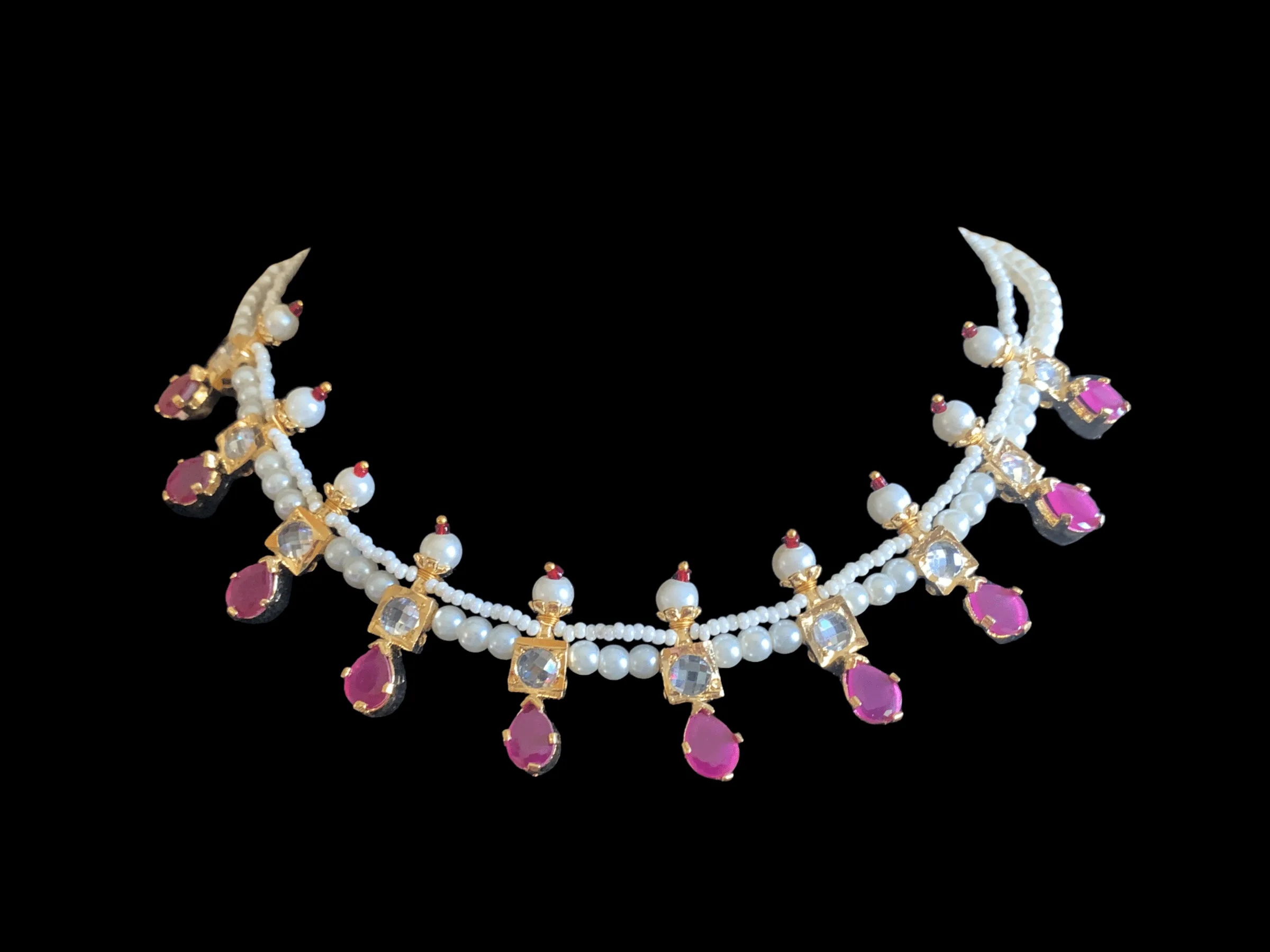 NS226 Kiara neckalce set in ruby  ( READY TO SHIP )