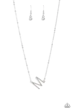 Paparazzi INITIALLY Yours M - White Necklace & Earring Set