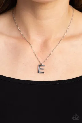 Paparazzi Leave Your Initials Silver E Necklace & Earring Set