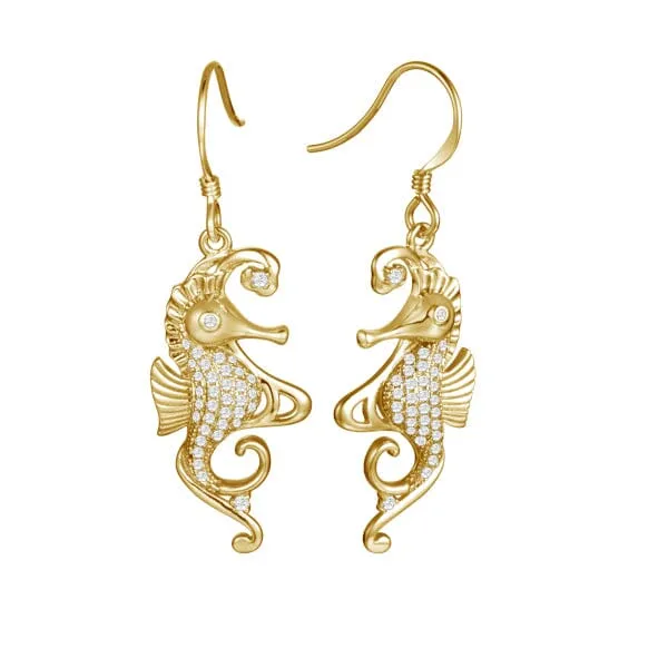 Pavé Mermaid's Seahorse Earrings