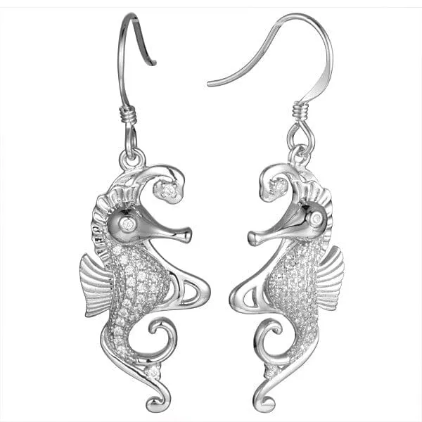 Pavé Mermaid's Seahorse Earrings