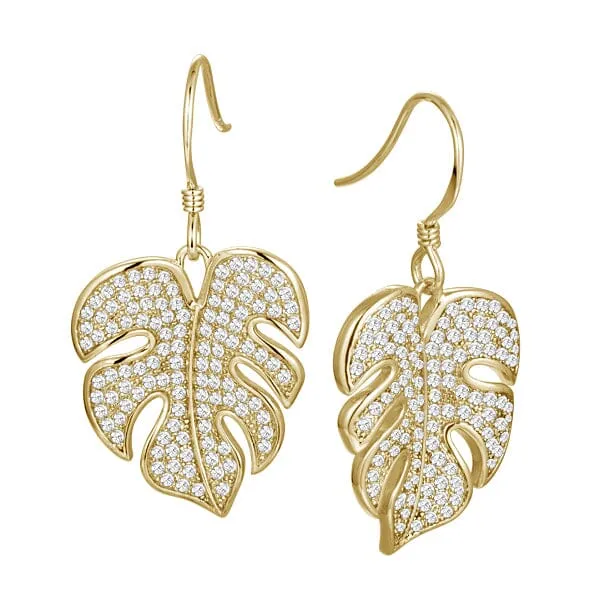 Pavé Monstera Leaf Earrings